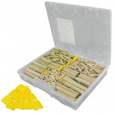690 tlg. Buche/Robinie-Riffeldübel Set, 6/8/10/12/16 mm, Industriequalität