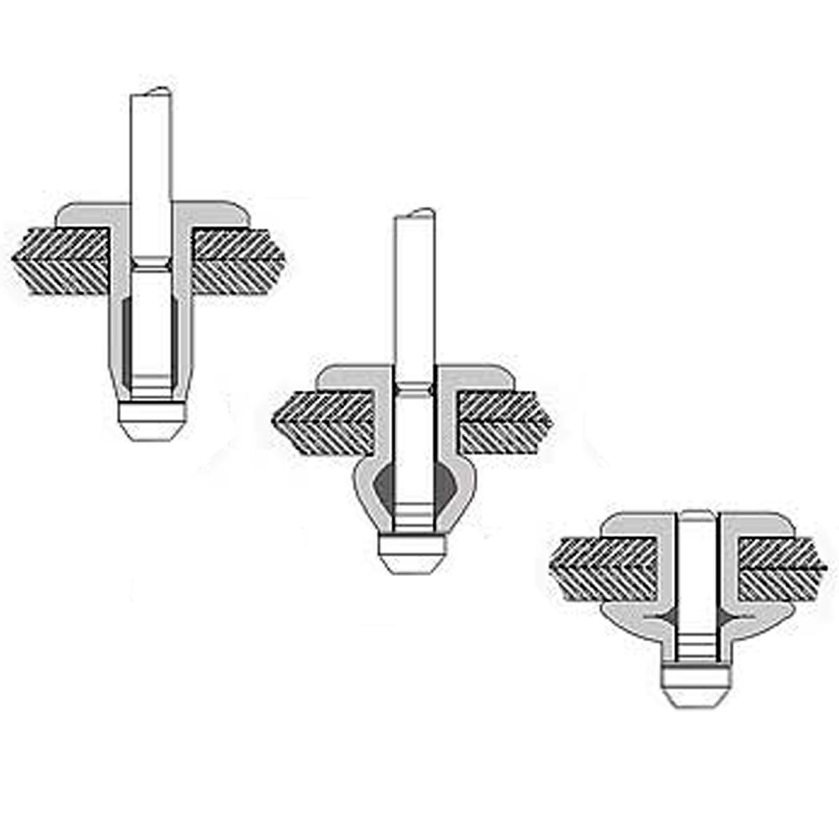 HEAVYTOOL Blindnieten Grip Dorn Ø5mm x 25mm (100 Stück) (Klemmbereich  16,0-19,0mm) DIN 7337 A Ähnl. UNI 9200 A EN ISO 1598 Edelstahl V2A AISI 304